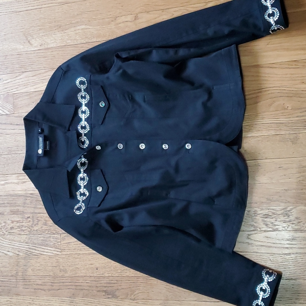 Christine Alexander Swarovski Crystal Denim Jacket M
